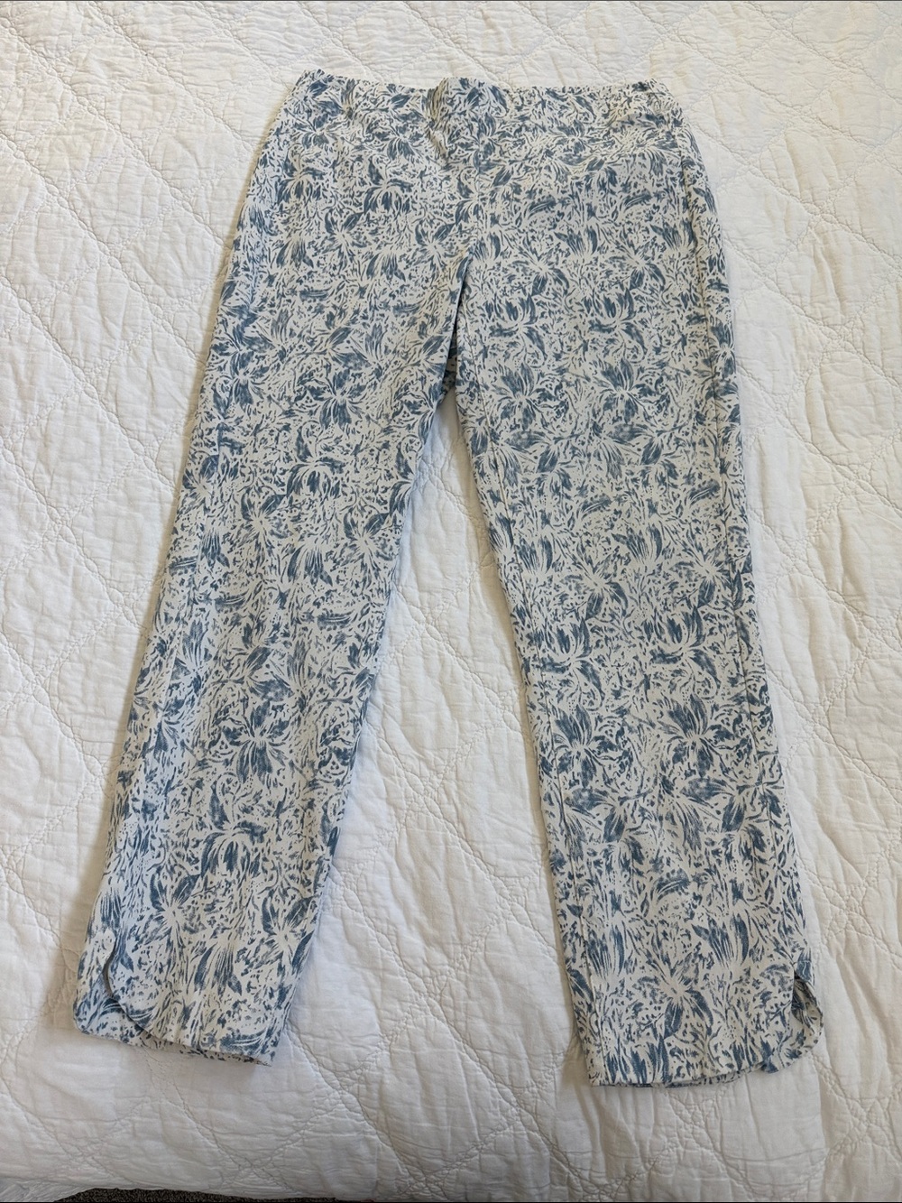 Tribal Cream Capris with Soft Blue Print
